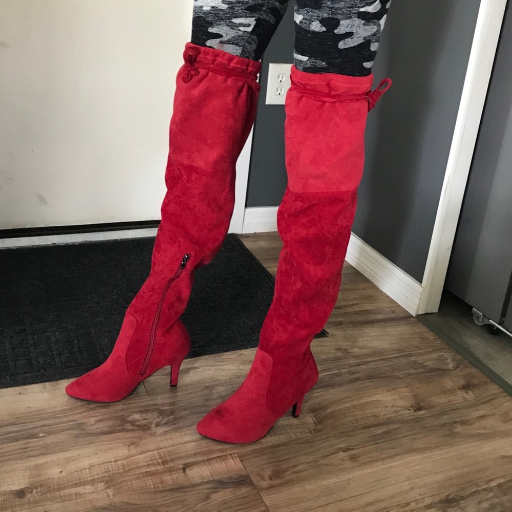 Red Thigh High Boots